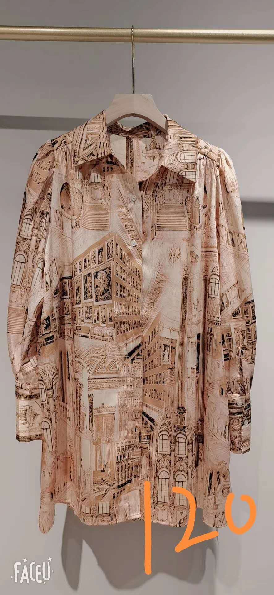 休闲装秋冬款长袖混纺材质韩版均码女士潮流款图案衬衫