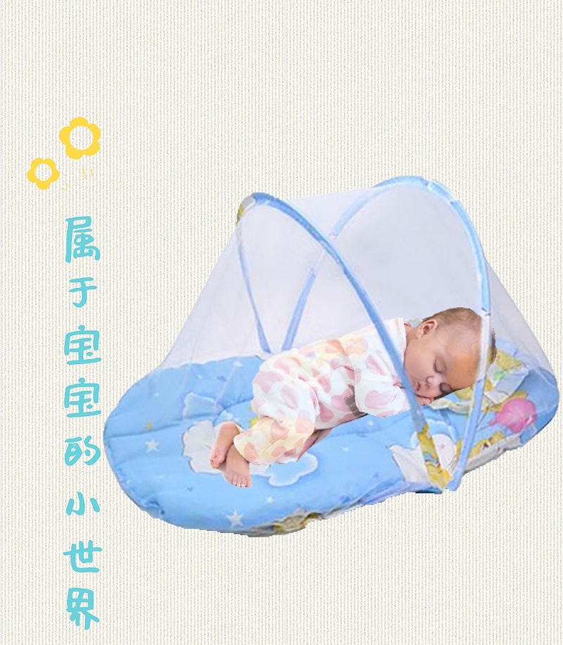 夏季棉垫枕头三件套可折叠婴儿宝宝蚊帐免安装有底蚊帐罩婴儿床详情图5