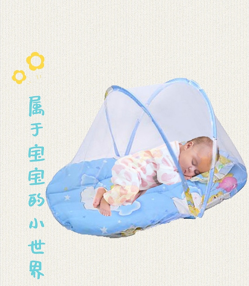 Summer Cotton Padded Pillow Three-Piece Foldable Baby Bed Net Free Crib Fitted With Bed Net Cover Item Picture