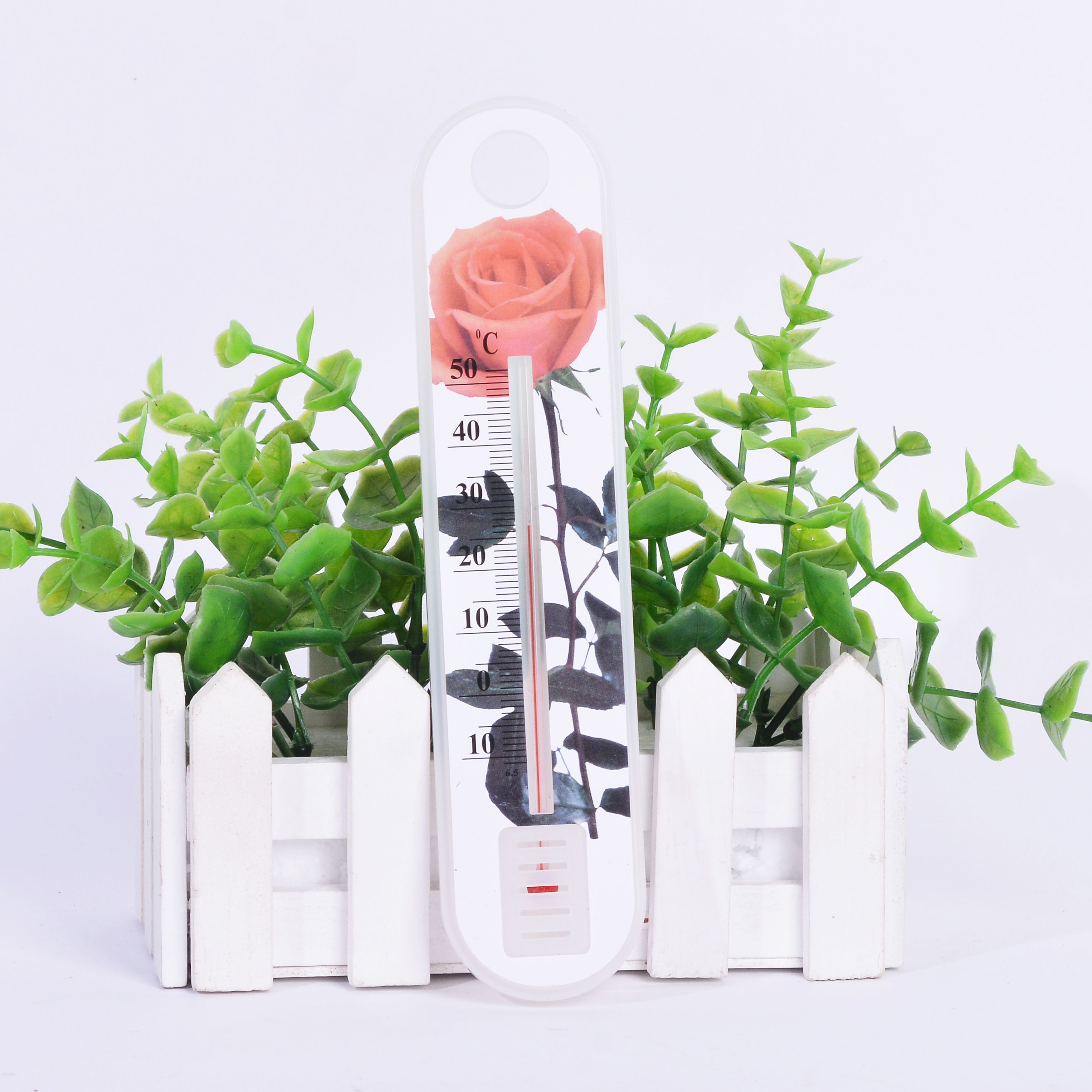Plastic cartoon rose-patterned thermometer, indoor and outdoor thermometer, greenhouse thermometer undefined