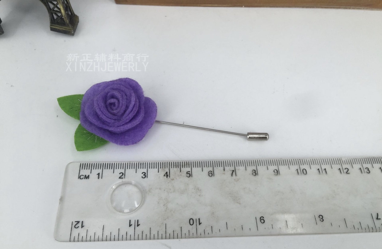 厂家直销韩版男士胸针山茶花款插式长针西服胸花直径约细节图