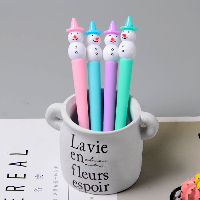 e17 Cute cartoon snowman neutral pen Black pen Candy color signature pen Creative stationery