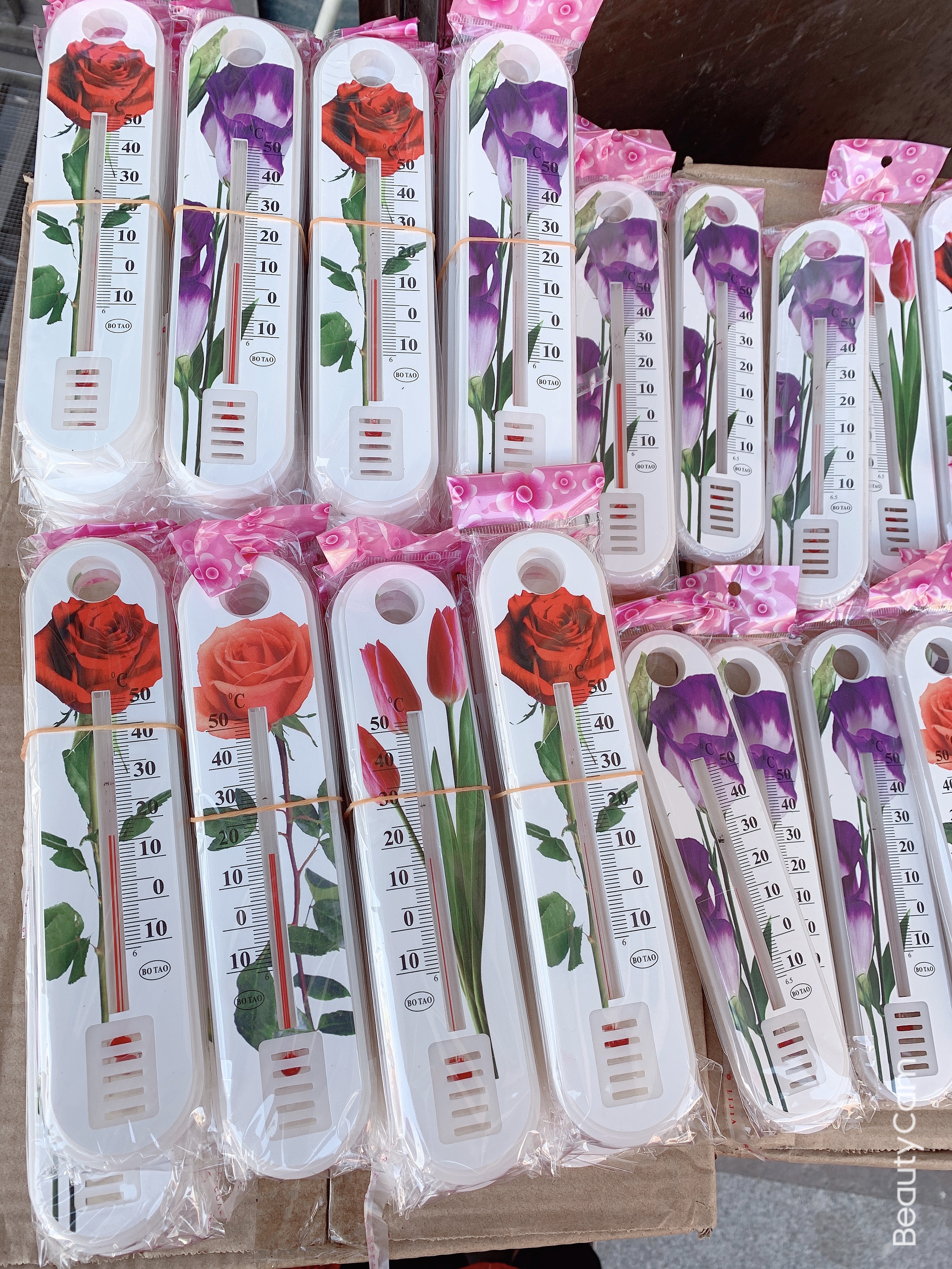 Plastic cartoon rose-patterned thermometer, indoor and outdoor thermometer, greenhouse thermometer undefined