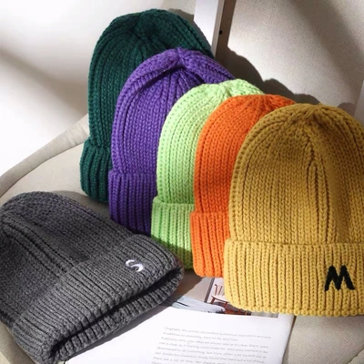 Hat female autumn and winter wool knitting travel outdoor men's hat neutral lovely warm fashion versatile knitting hat thumbnail