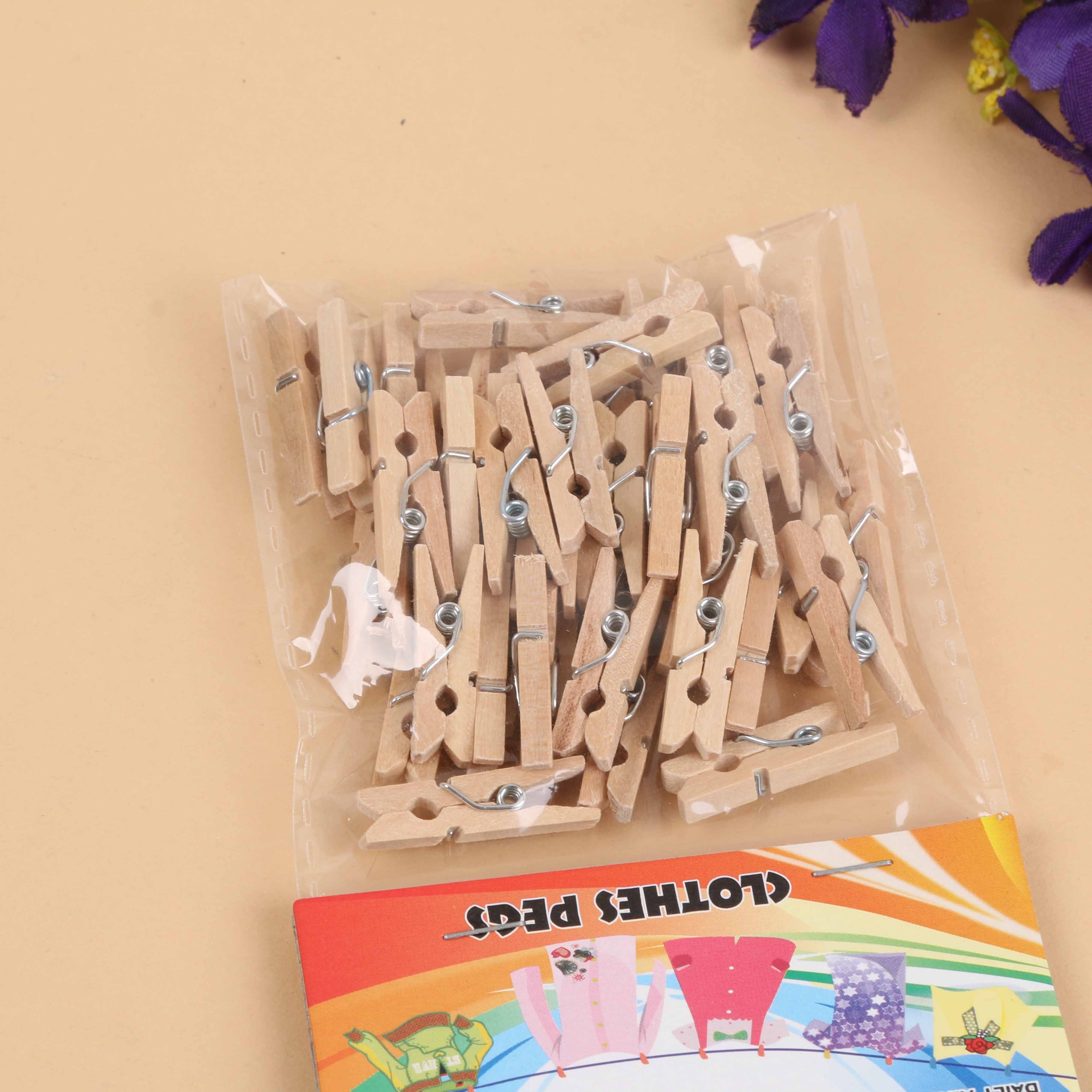 2.5cm natural color clamps, wood, paper files, sorting paper clamps, sealing clamps, 40pcs thumbnail