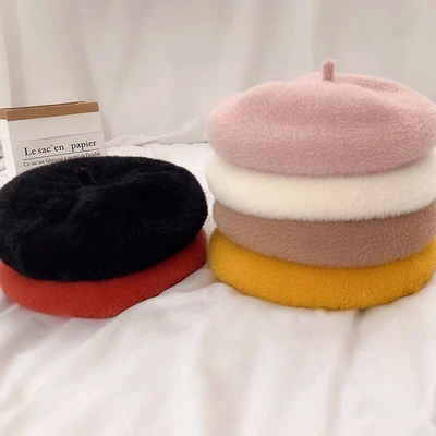 Beret woman autumn and winter Korean net red woollen cloth painter hat Japanese matching beret retro British hat 1 thumbnail