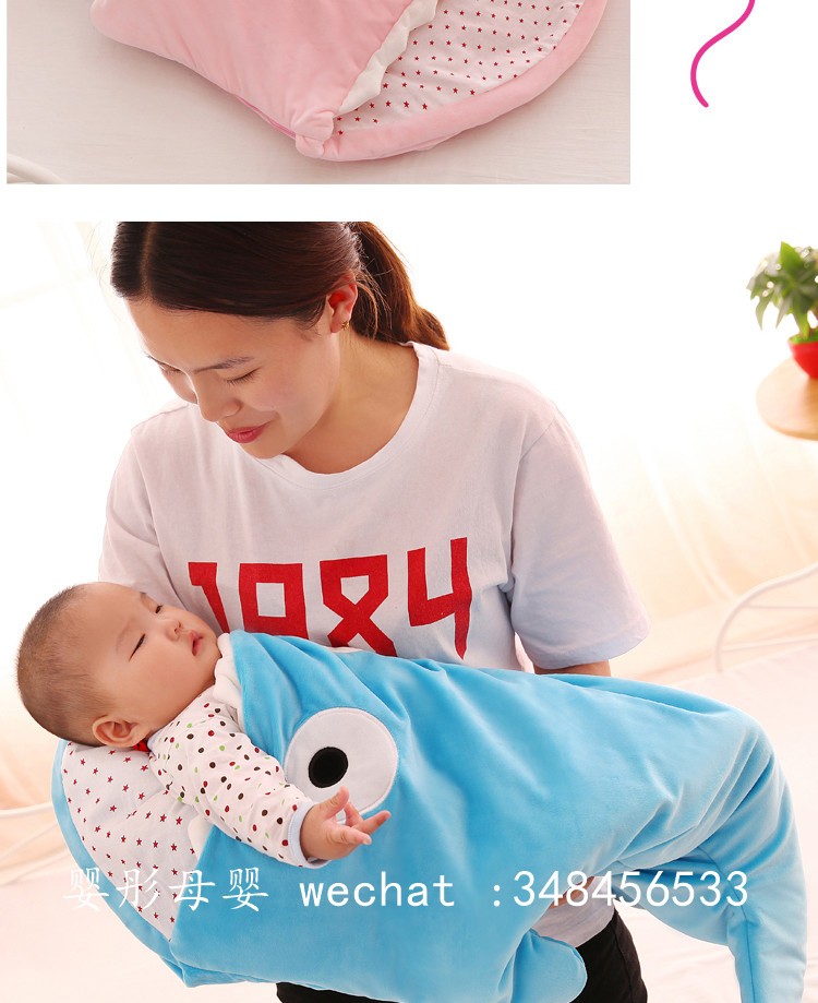 新款童睡袋 婴儿被子抱被防踢被儿童鲨鱼宝宝睡袋详情图12