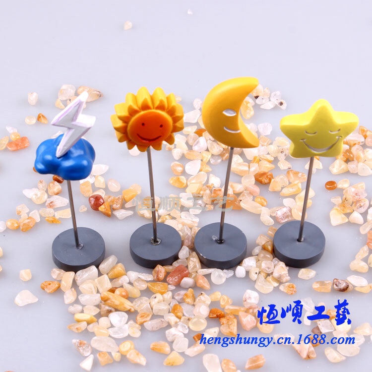 树脂工艺品摆件 太阳星星月亮闪电 微景观配件 沙盘沙具配件