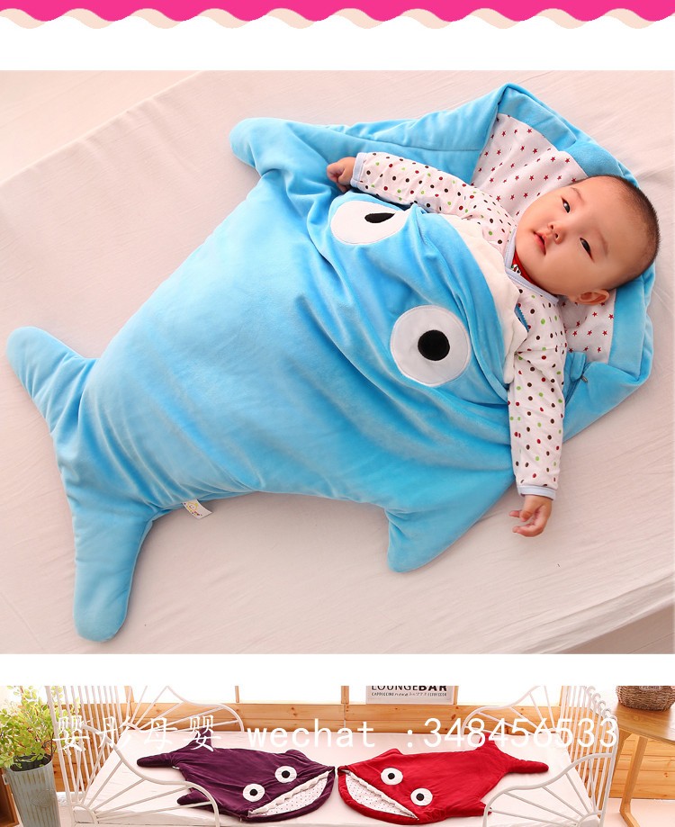 新款童睡袋 婴儿被子抱被防踢被儿童鲨鱼宝宝睡袋详情图18