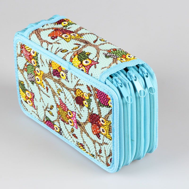 3 zipper pencil case with stationery full figure