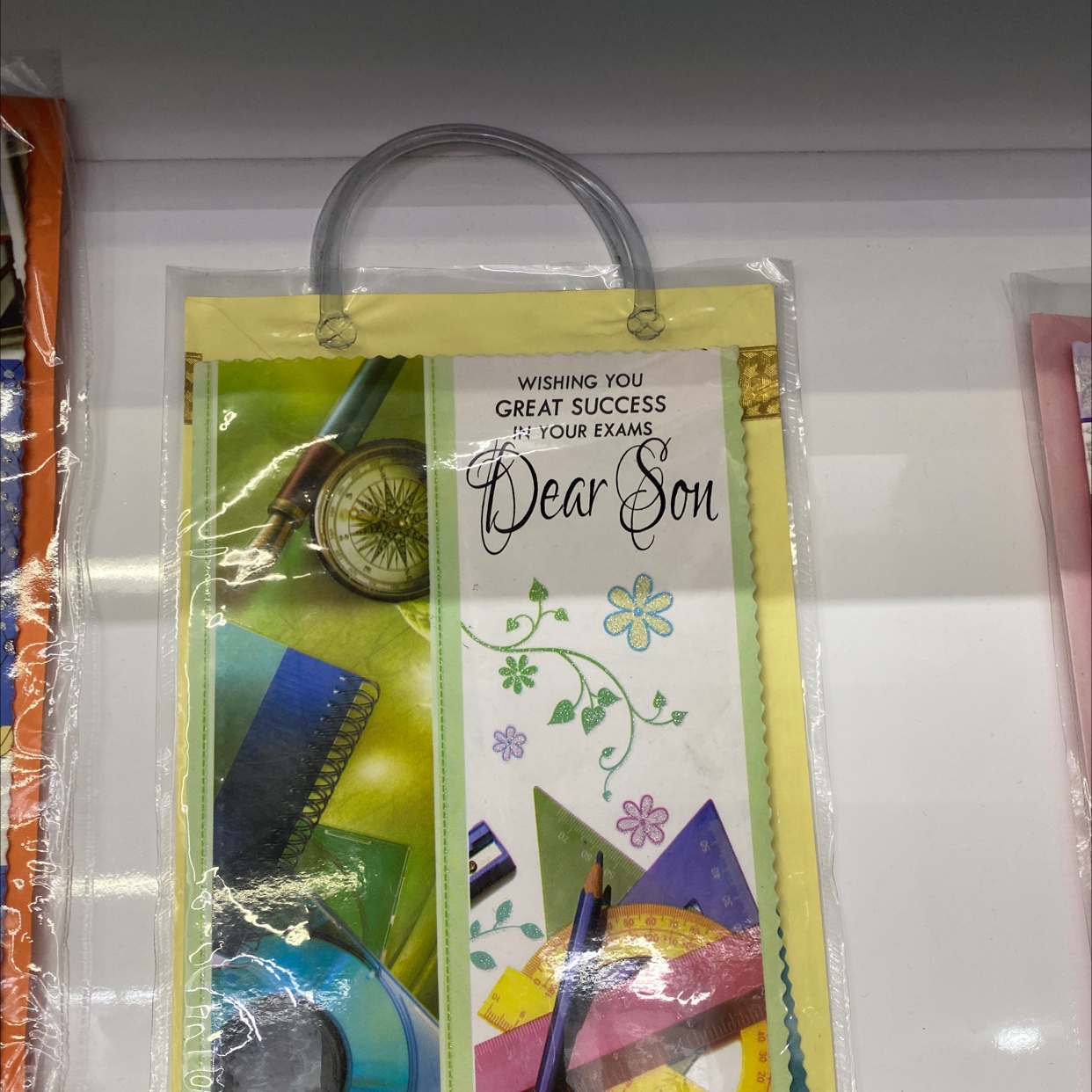 玫红鬼贺卡办公文化用品贺卡 英文系列手提袋式贺卡
