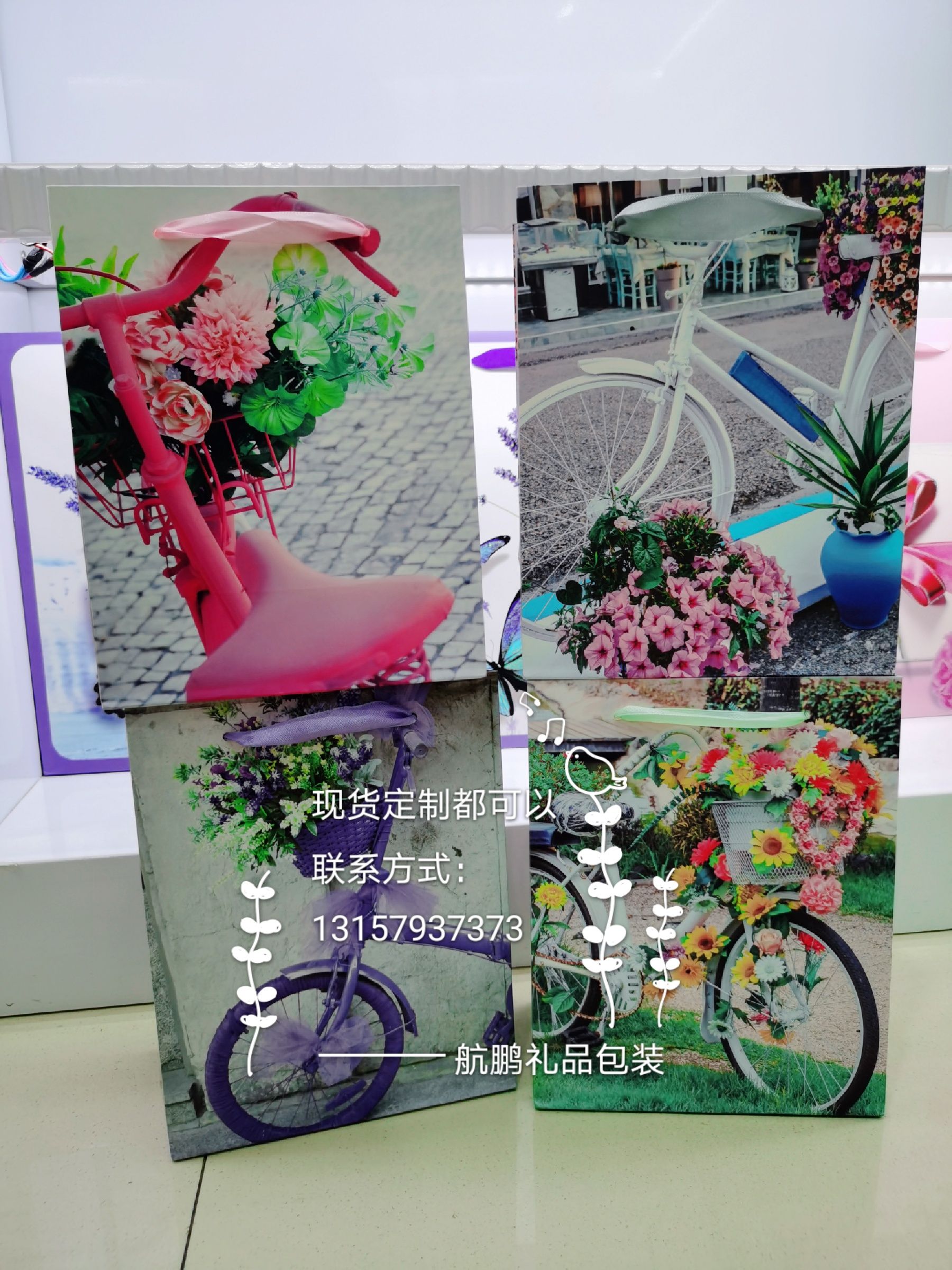 In-stock white card paper bags, flower and plant gift bags, heart-shaped packaging bags, insect gift bags, handbags, bag source factory Specification drawing