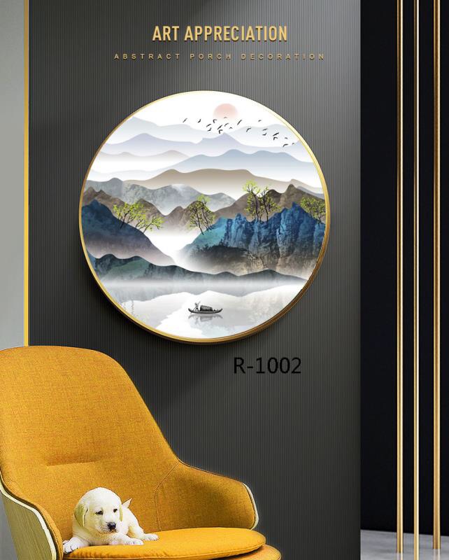 铝合金圆框喷绘圆框晶瓷圆框玄关装饰画餐厅过道挂画装饰画星钻鎏金画