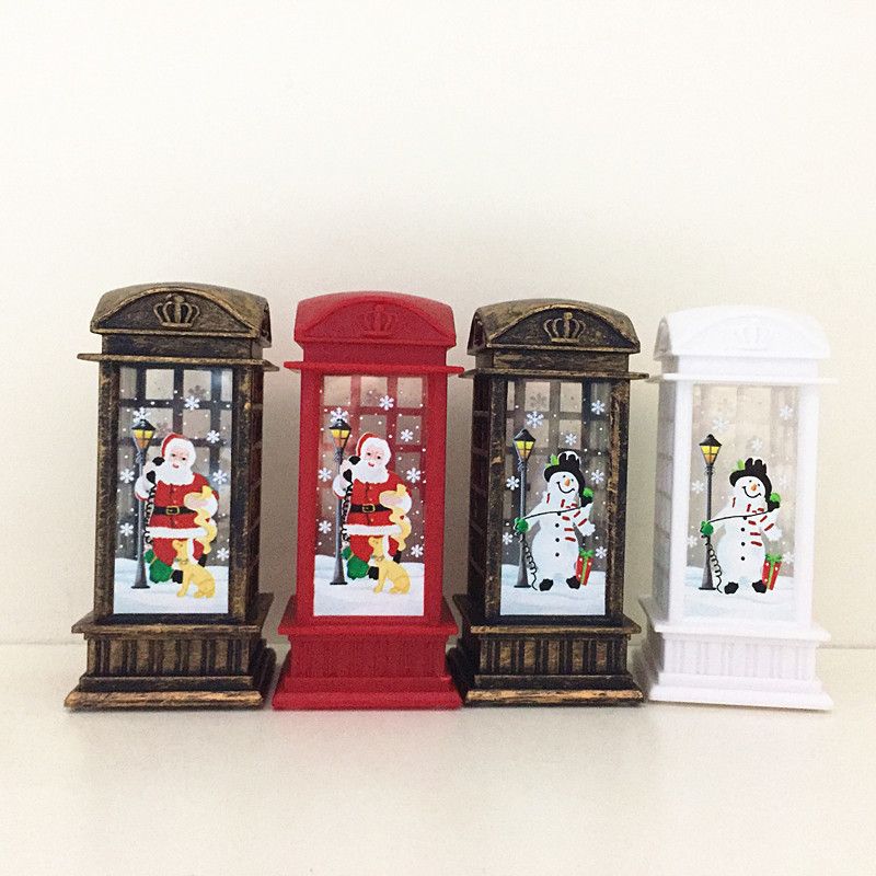 Christmas wind lamp candlestick lamp table decoration old man snowman telephone booth small night light