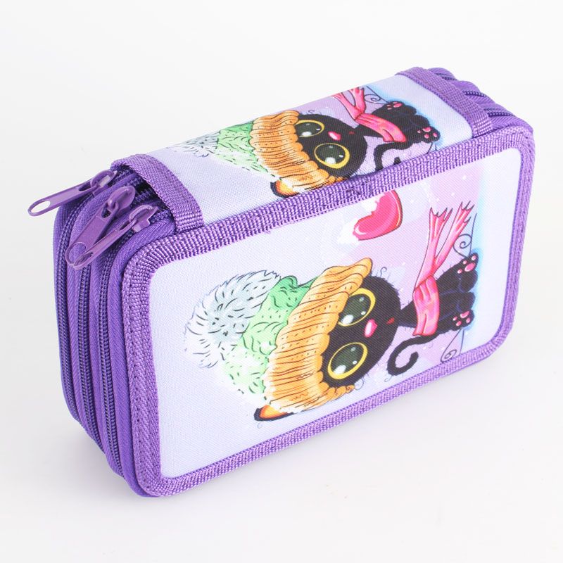 300D hot sublimation printing 3 zipper pencil case full figure