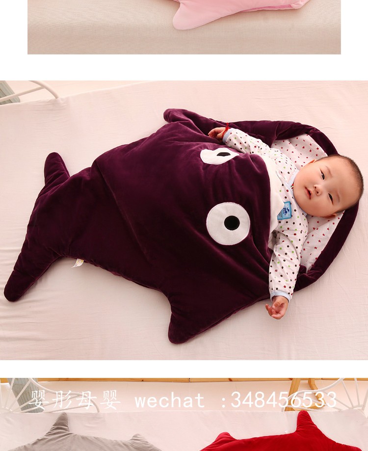 新款童睡袋 婴儿被子抱被防踢被儿童鲨鱼宝宝睡袋详情图15