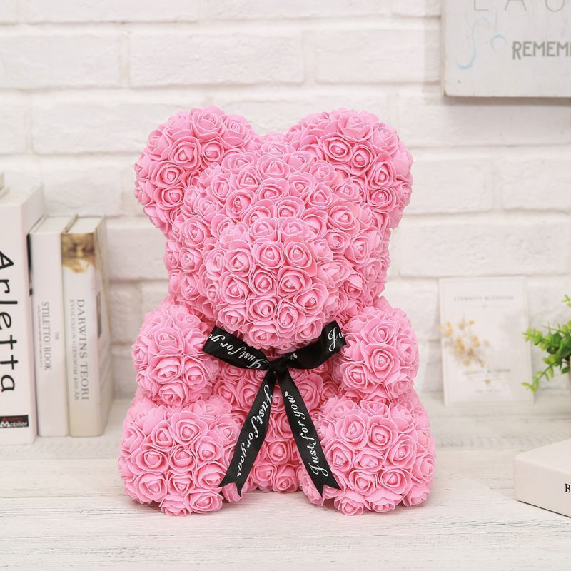 Wholesale Rose Bear 40cm new Valentine's Day creative eternal flower Christmas gift imitation rose bear thumbnail