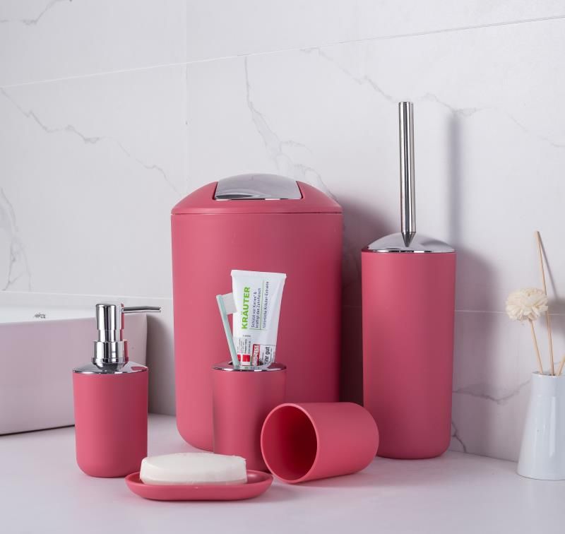 New bathroom set Plain 6-piece trash can lotion bottle Toothbrush cup Toilet brush soap box thumbnail