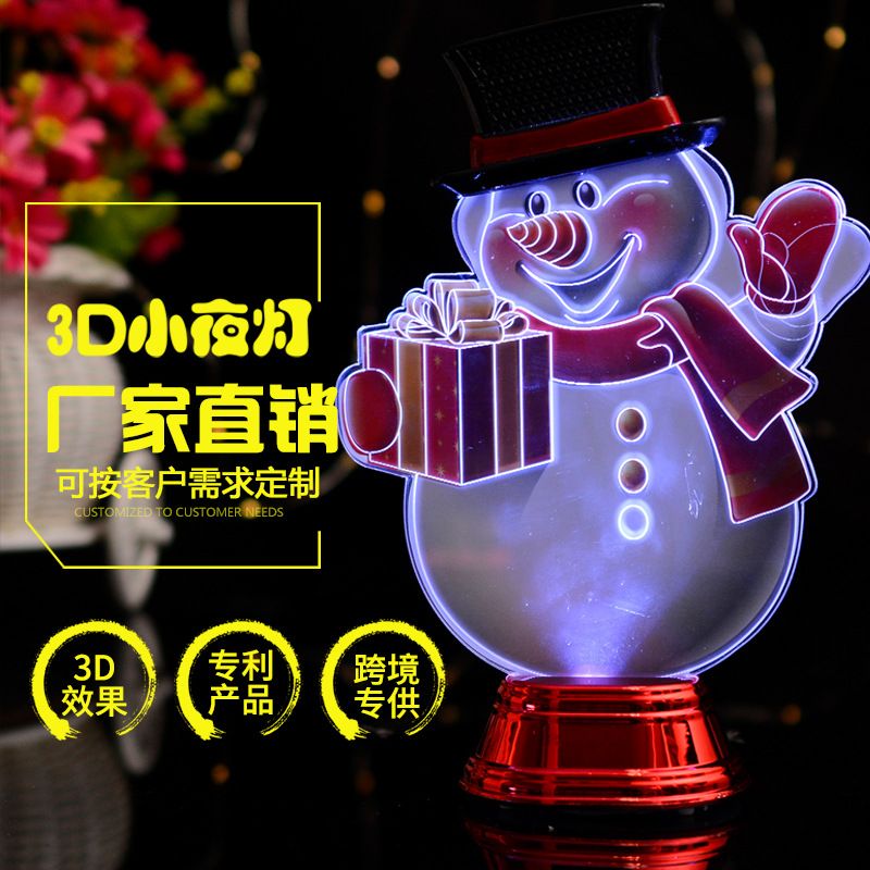 3D Acrylic Santa Snowman Gift luminous 3D night light