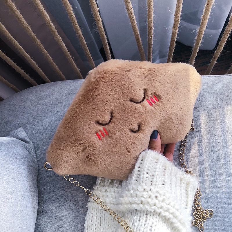 Kawaii sweet furry bag, women's single-shoulder bag 2020, cute bag, crossbody bag, student Korean version soft girl bag details Picture