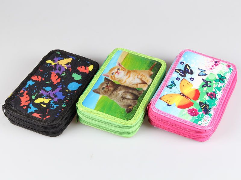 2 zipper pencil case can fit with stationery set full figure