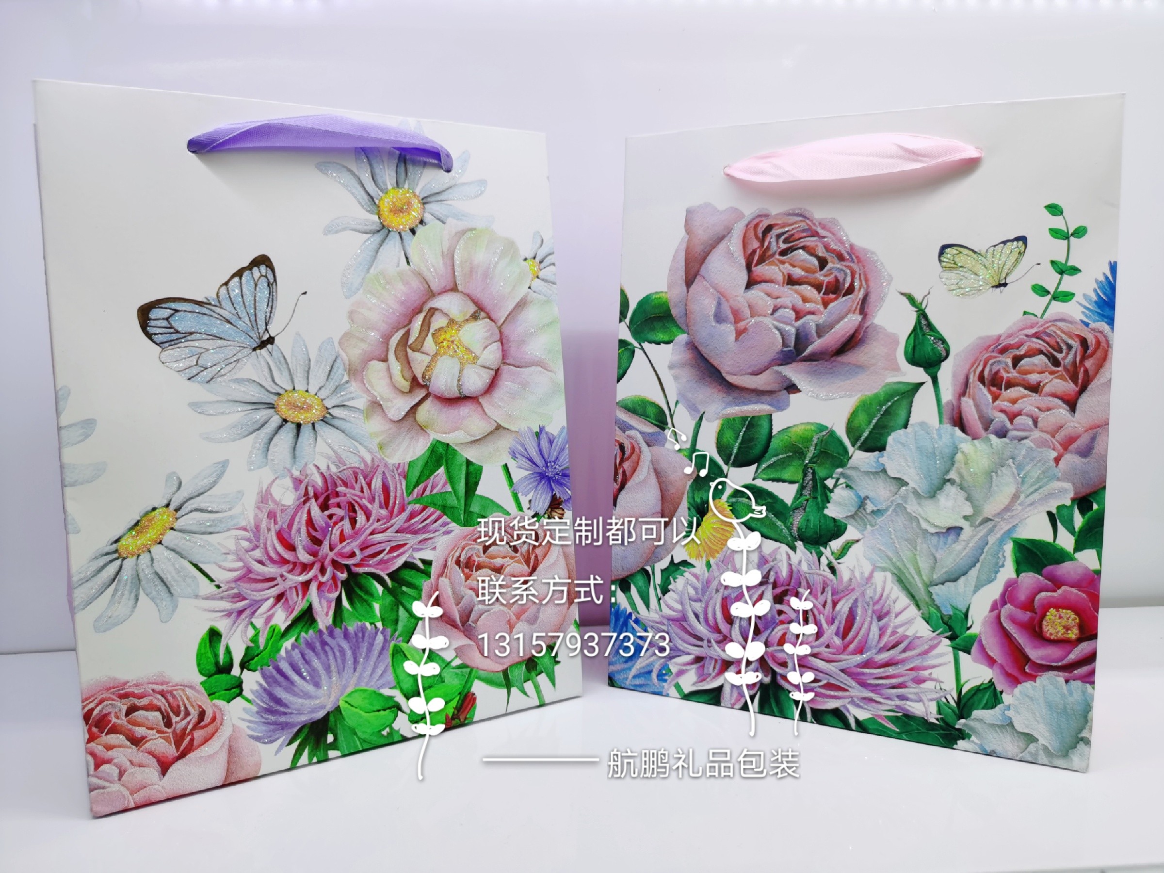 厂家直销小清新花卉礼品袋创意手提袋精品包装袋卡纸袋定制详情3
