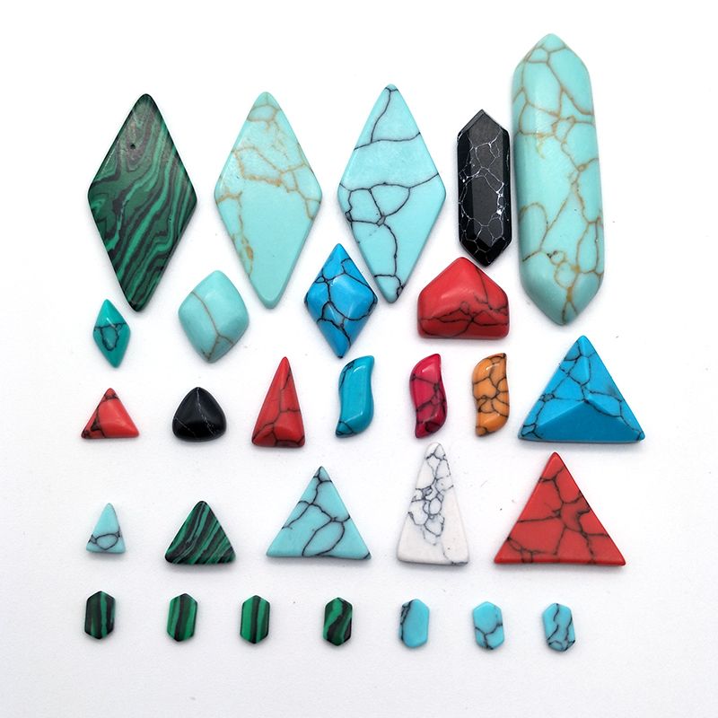 Jewelry accessories: Synthetic turquoise ring face, triangular, rhombic, arrow-shaped, flat-bottomed, inlaid with bare stones, customizable