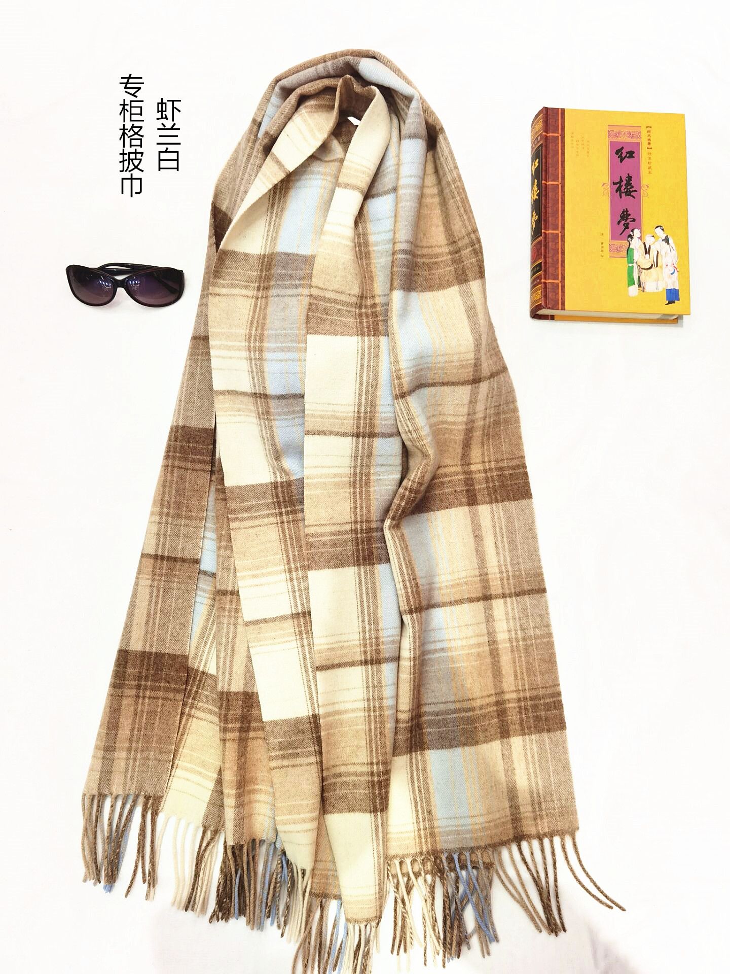 欧美日韩风保暖时尚可围可披羊毛格子围巾披巾
