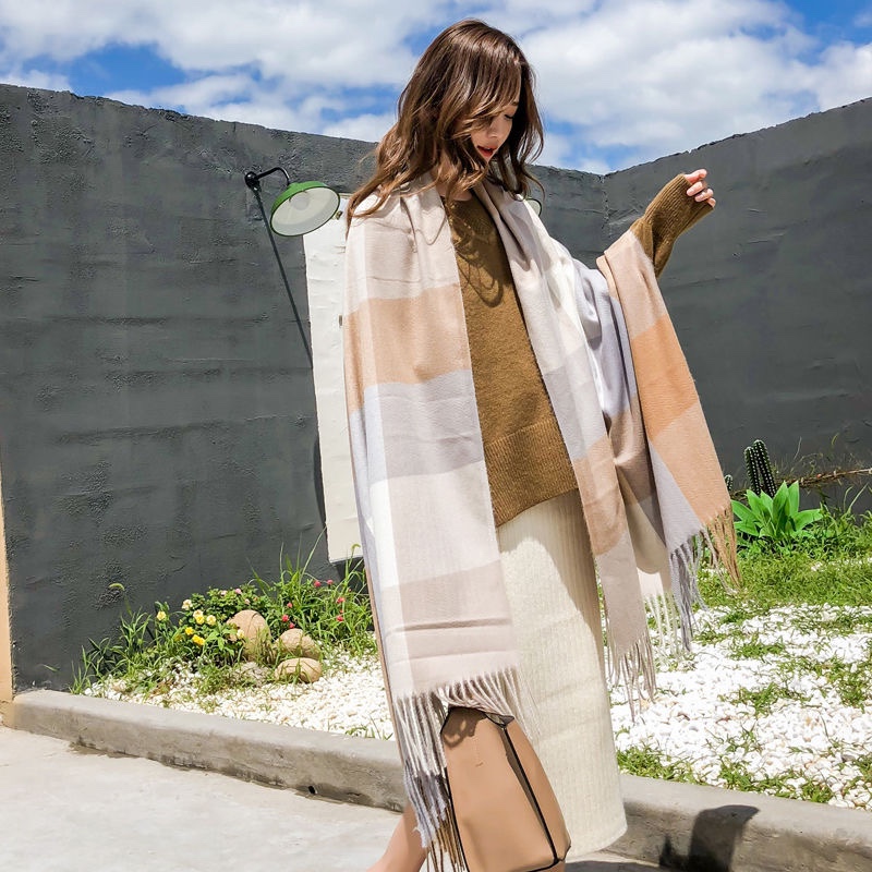 Factory direct sales of winter checked scarves wholesale for foreign trade Specification image