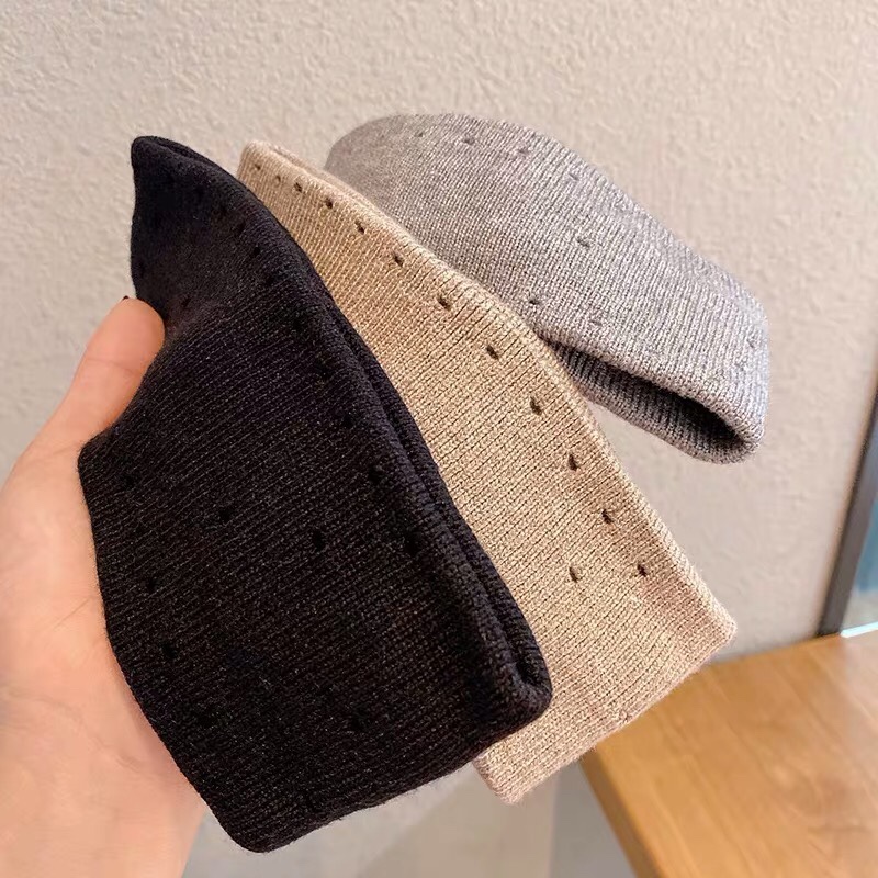 Ins net red men and women street personality hole pure color hair band sweat absorption elastic headband sports Korean wide knitting Item Picture