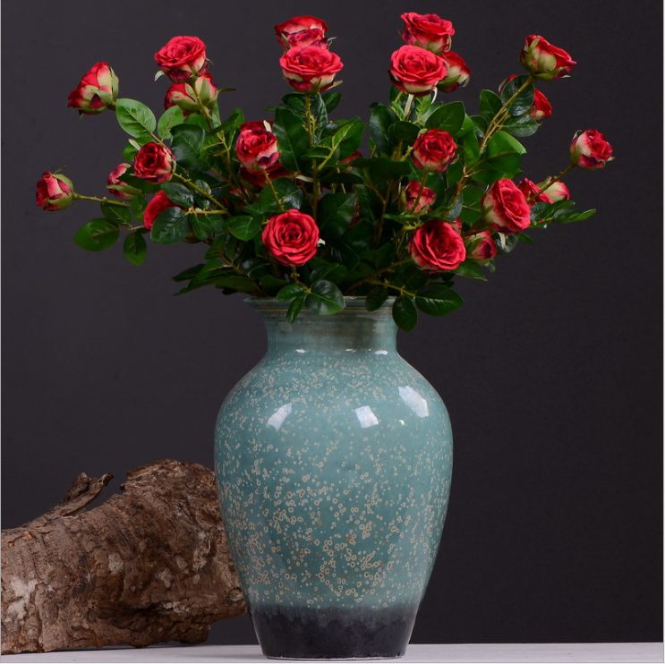 Lanjin Factory wholesale multi-head rolled edge rose artificial flowers wholesale living room, dining table, coffee table, entrance hall decoration artificial flowers factory direct sales mixed batch Application Scenario