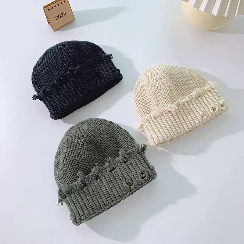 Broken edge knitted wool cap children autumn and winter yuppie fur hat landlord hat Korean edition tide street hat Specification drawing