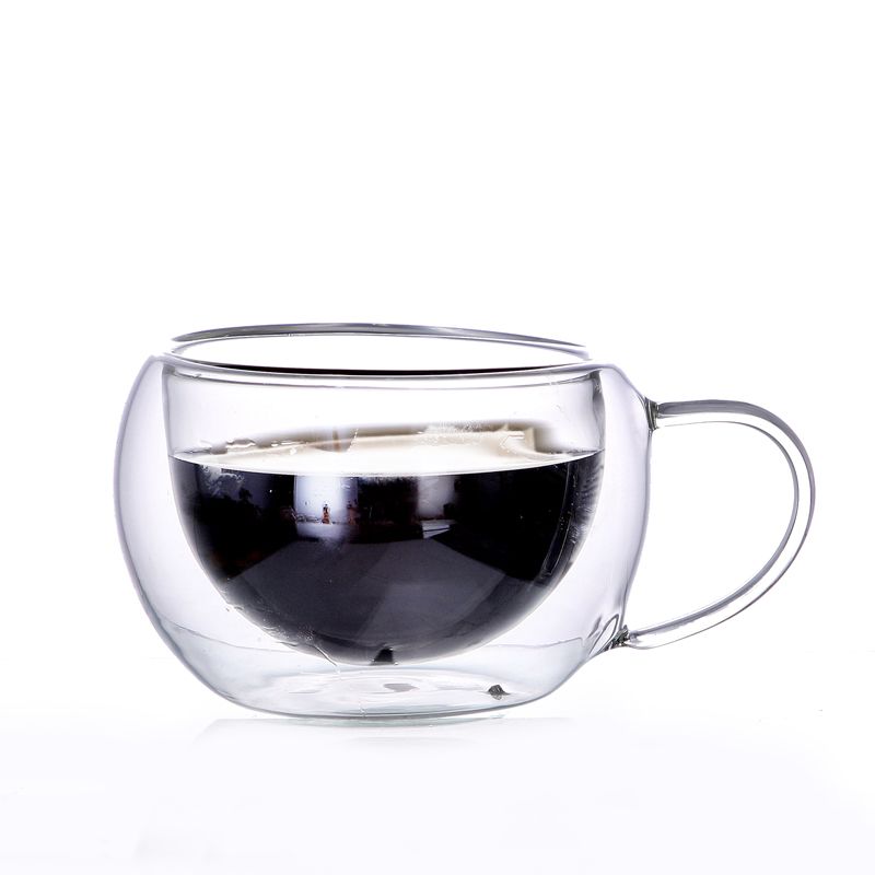 高硼硅双层玻璃杯子 创意隔热杯 牛奶杯咖啡杯茶杯白底实物图