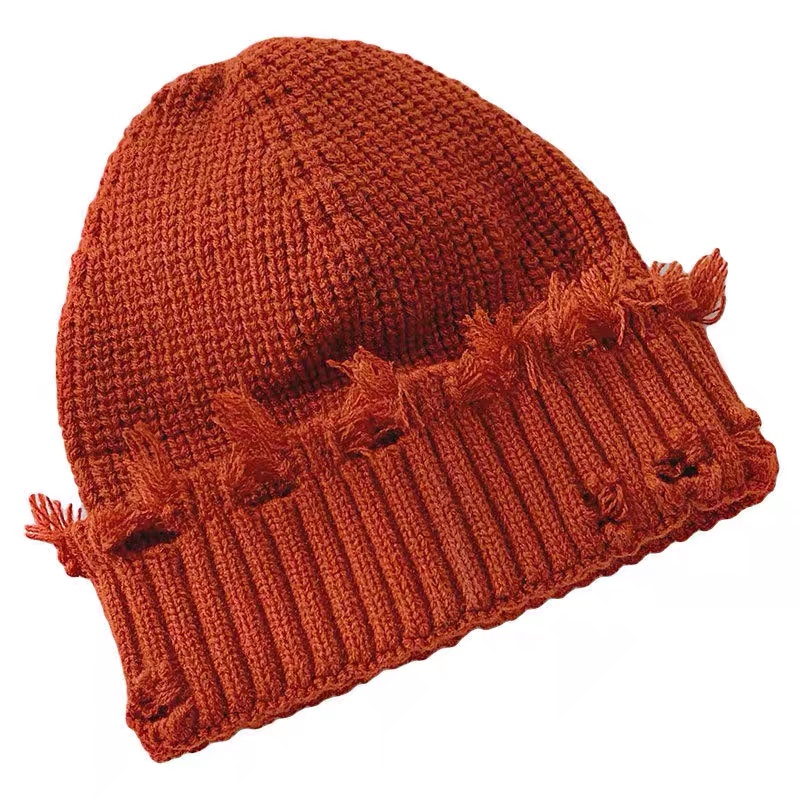 Broken edge knitted wool cap children autumn and winter yuppie fur hat landlord hat Korean edition tide street hat undefined