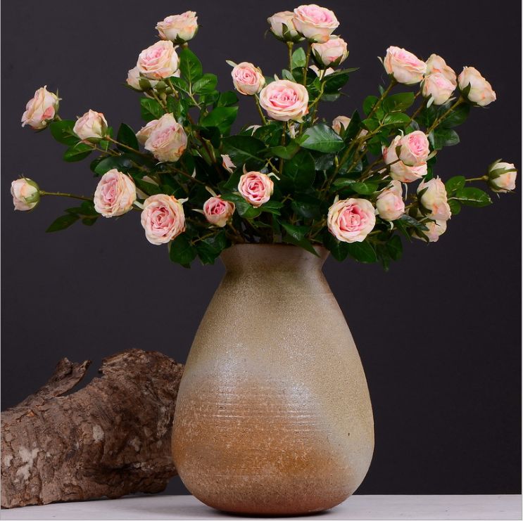 Lanjin Factory wholesale multi-head rolled edge rose artificial flowers wholesale living room, dining table, coffee table, entrance hall decoration artificial flowers factory direct sales mixed batch details Picture