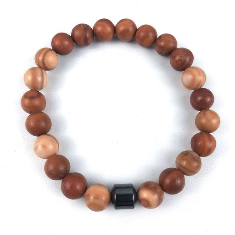 Cross-border bestseller 8mm magnetic bracelet, natural stone bracelet, black gallstone, simple wood grain stone, popular in Europe and America, large quantity, excellent quality detail image 12