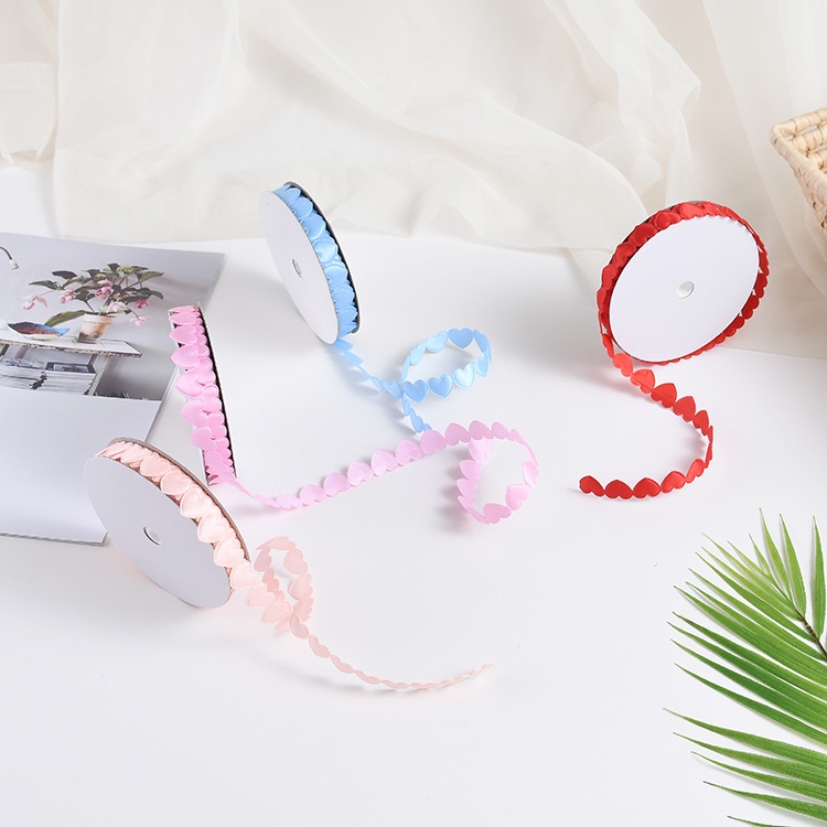 1.8cm polyester ultrasonic embossed webbing, Valentine's Day love gift handicraft decorative ribbon, small bow ribbon auxiliary webbing details Picture