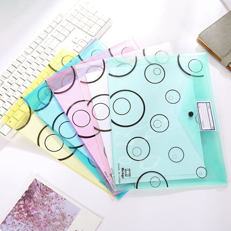 PVC transparent button file bag small pure color water and electricity documents to receive student supplies stationery pens thumbnail