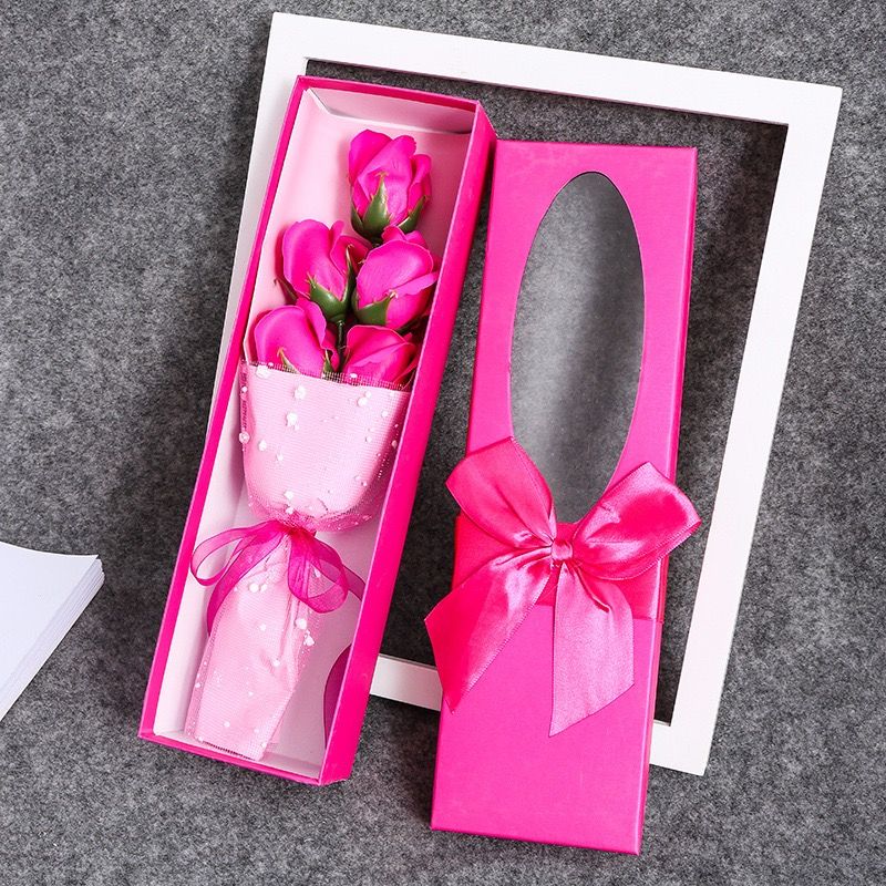 5 flowers of soap rose gift Box, window-opening creative Gift box, Valentine's Day Gift, Teachers' Day thumbnail