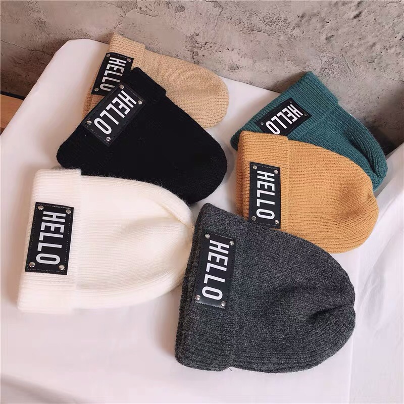 Korean version of men's autumn and winter warm knitted wool cap female head cap match fashion fried street cold hat details Picture