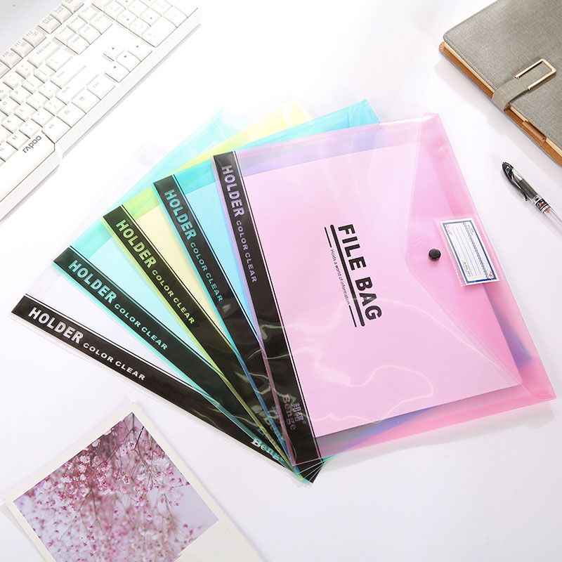 The button A4 student USES the file bag to receive the paper material the bag color transparent PVC file bag printing custom thumbnail