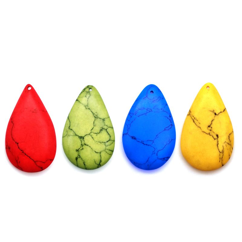 Jewelry accessories: Synthetic malachite water drop pendant, blue turquoise melon seed-shaped pendant, ethnic style DIY handcrafted pendant details Picture