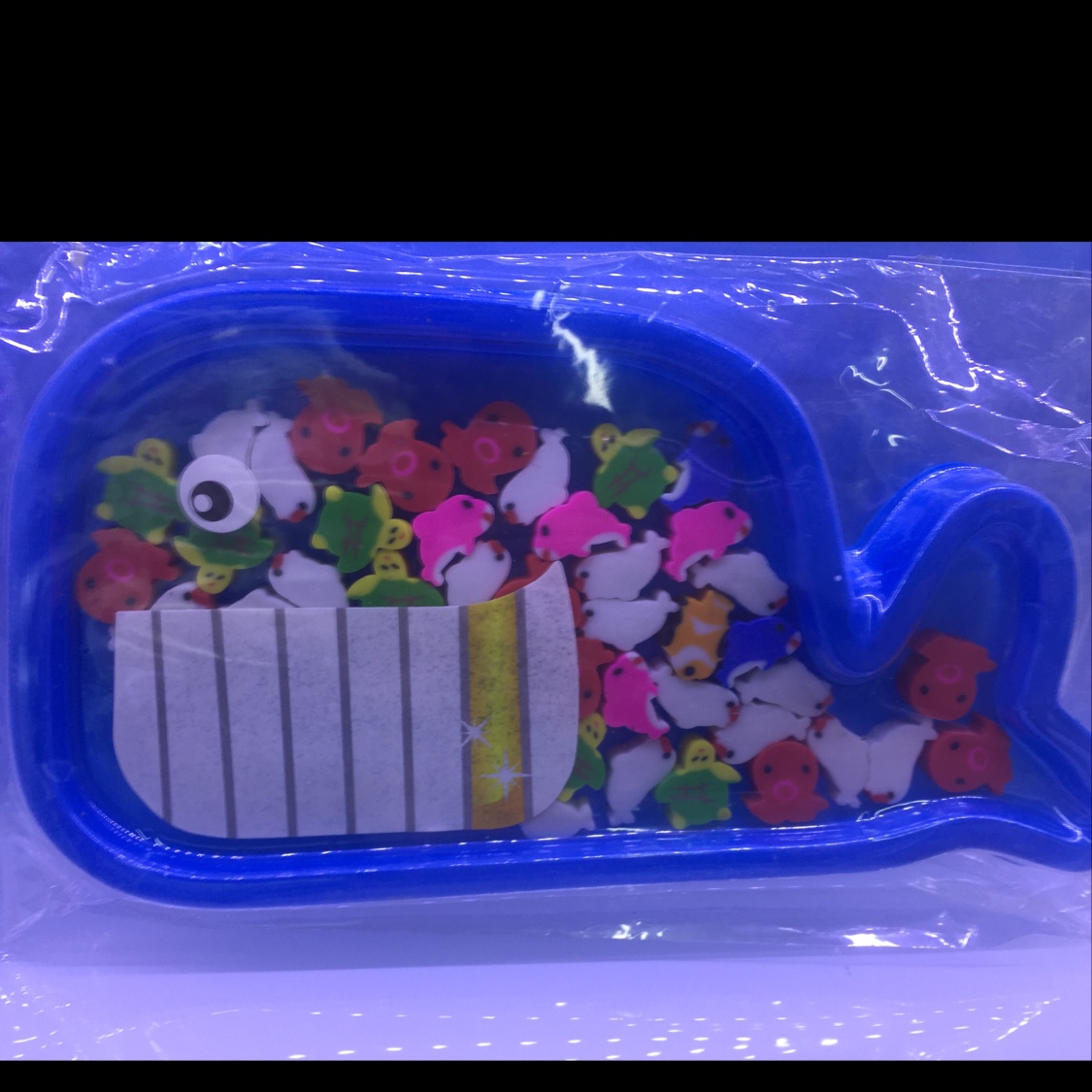 The fish plate is filled with eraser