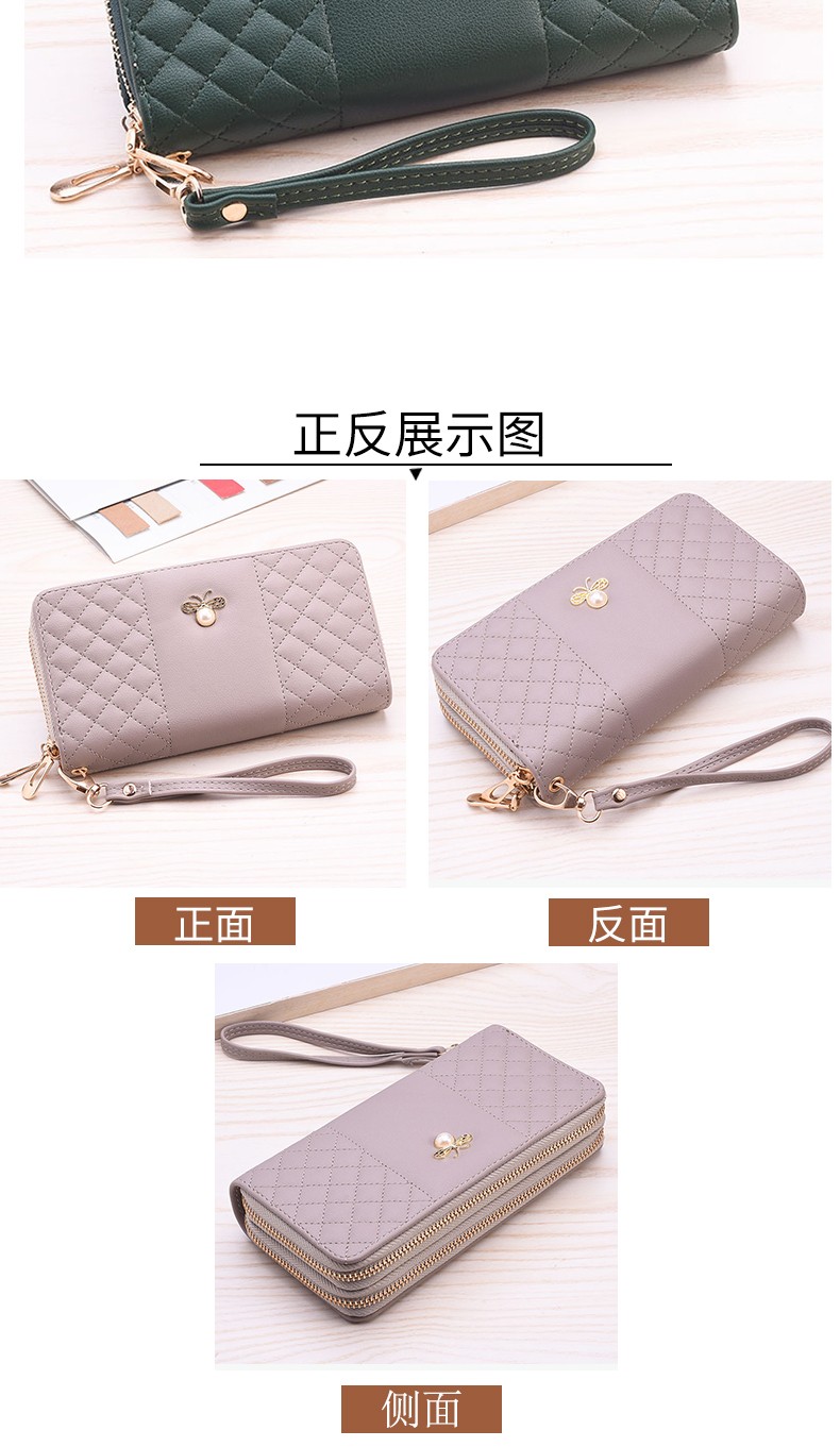 New long double-zipper mobile phone case for women, featuring bee hardware and exquisite embroidery thread, is fashionable and elegant. Factory direct sales detail image 14