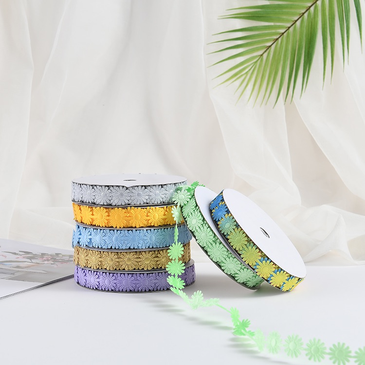 Direct sales of small Daisy ultrasonic embossed webbing from the manufacturer, decorative small bow ribbon accessories webbing details Picture