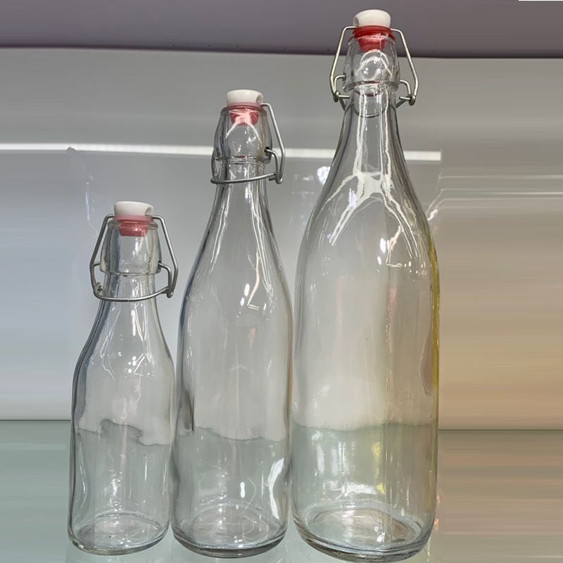 919牛奶瓶 1升牛奶瓶玻璃瓶子 铁扣密封玻璃瓶 饮料瓶