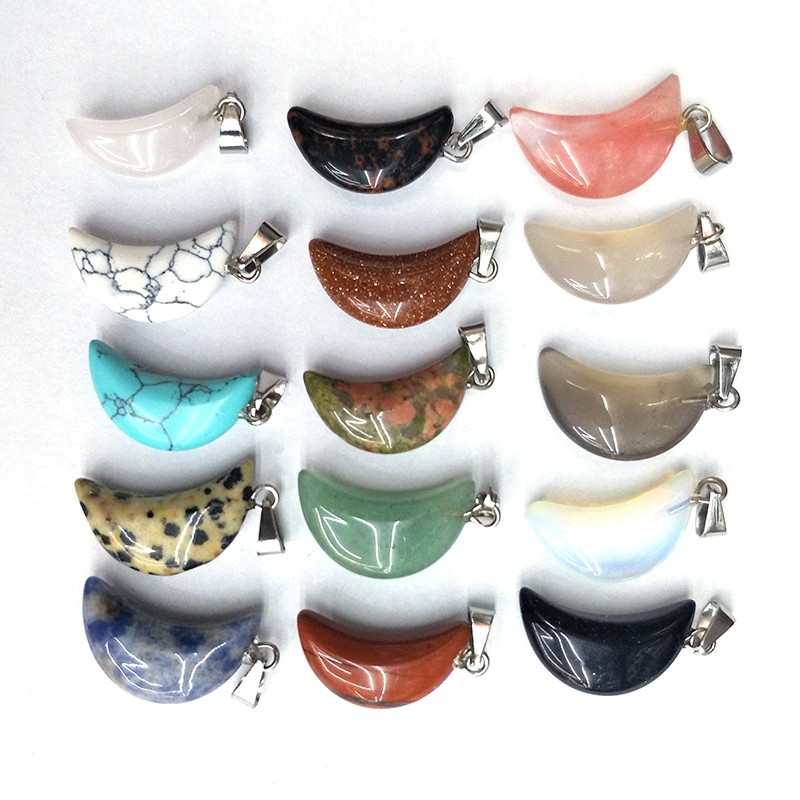 DIY cross-border natural stone moon-shaped pendant semi-finished product, crescent-shaped pendant, crescent necklace pendant accessory detail image 16