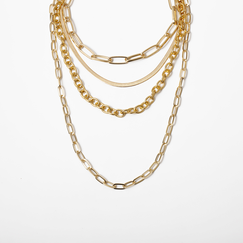 2020 New choker collarbone chain metal thick chain multi-layer necklace for women, European and American ins layered and mixed necklaces Item Picture