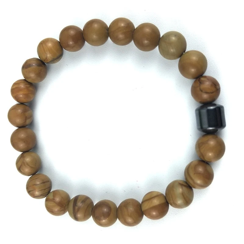 Cross-border bestseller 8mm magnetic bracelet, natural stone bracelet, black gallstone, simple wood grain stone, popular in Europe and America, large quantity, excellent quality detail image 15