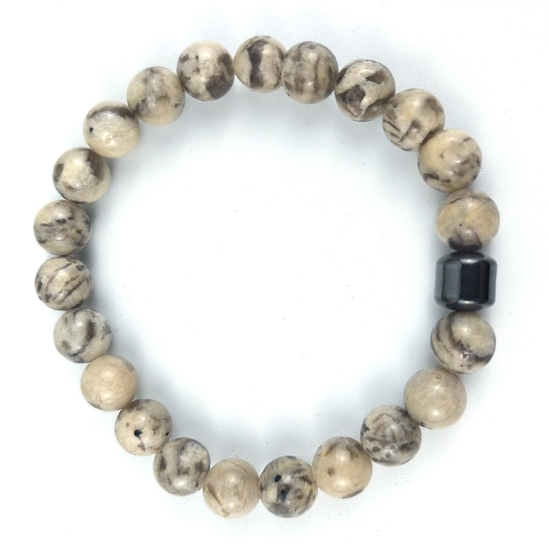 Cross-border bestseller 8mm magnetic bracelet, natural stone bracelet, black gallstone, simple wood grain stone, popular in Europe and America, large quantity, excellent quality detail image 7